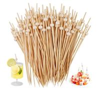 100 Pezzi Stuzzicadenti Decorativi, 12cm, Stecchini per Aperitivo, Stuzzicadenti da Cocktail con Perle, Cocktail Bamboo Skewer, Spiedini Decorativi per Salumi, Panini, Hamburger, Famiglia, Feste