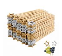 100 Pezzi Stuzzicadenti Decorativi in Bamboo da 12 cm, Spiedini Legno Oro e Argento per Cocktail, Stecchini per Aperitivo, Finger Food e Decorazioni per Feste, Compleanni e Matrimoni