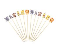 100 Pezzi Stuzzicadenti Decorativi, Spiedini da Cocktail a Animali | Stecchini per Aperitivo,Finger Food in Bambù,Lunghi Decorazione,Colorati Bastoncino,Bastoncini Cocktail con Decorazioni