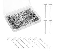 100 Pezzi T pins Spille per Parrucca, 4,45cm Perni Dritti per Parrucche con Una Scatola di Plastica Perni a T per Artigianato Lavoro a Maglia Cucito Gioielli (Argento)