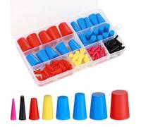 100 Pezzi tappi conici in gomma, set assortimento di gomma siliconica, tappi in gomma piena, tappi in silicone, tappi conici