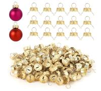100 Pezzi Tappi per Ornamenti Natalizi Rotondi 12mm, Cappucci Ornamenti Superiori Appendiabiti Natalizi Decorazioni per Albero di Natale Palline in Porcellana Vetro Ceramica, Oro