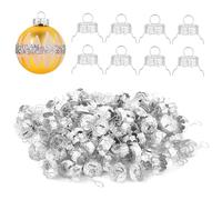 100 Pezzi Tappi per Ornamenti Natalizi Rotondi 18mm, Cappucci Ornamenti Superiori Appendiabiti Natalizi Decorazioni per Albero di Natale Palline in Porcellana Vetro Ceramica, Argento