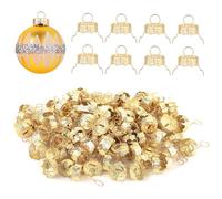 100 Pezzi Tappi per Ornamenti Natalizi Rotondi 18mm, Cappucci Ornamenti Superiori Appendiabiti Natalizi Decorazioni per Albero di Natale Palline in Porcellana Vetro Ceramica, Oro