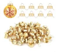 100 Pezzi Tappi per Ornamenti Natalizi Rotondi 22mm, Cappucci Ornamenti Superiori Appendiabiti Natalizi Decorazioni per Albero di Natale Palline in Porcellana Vetro Ceramica, Oro