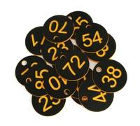 100 pezzi Targa con numero Etichette for chiavi Ciondolo in plastica numerata Per Ristoranti(Black)