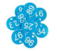 100 pezzi Targa con numero Etichette for chiavi Ciondolo in plastica numerata Per Ristoranti(Blue)