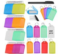 100 Pezzi Targhette Portachiavi in Plastica Resistente, Tag Chiave Portachiavi ID, Targhette per Chiavi Scrivibili per Contrassegnare Chiavi Zaino Valigie Animali Domestici, 8 Colori