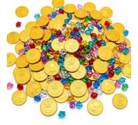 100 pezzi tesoro pirata, monete d'oro, monete pirata, gemme, kit caccia al
