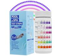 100 pezzi tester acqua piscina 7 in 1 strisce reattive per acqua piscina Spa Whirlpool strisce test per pH libero, cloro libero, durezza totale, brom, cloro totale, acido cianoico, alcalinità totale