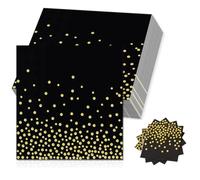 100 Pezzi Tovagliolo di carta, 33 x 33cmTovaglioli di Stoffa con Pois Dorati, Tovaglioli di Carta per Decorazioni per Feste di Compleanno, Nero