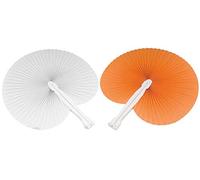 100 pezzi Ventagli Ventaglio 50 Arancione 50 Bianchi (24 cm -26 cm) ideale come gadgets, bomboniera per matrimoni,comunioni,cresime eventi,feste