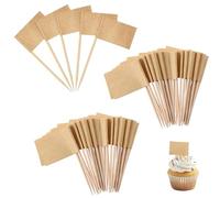 100 Pezzi Vuote per Stuzzicadenti Kraft Bandierine Stuzzicadenti Bandiere per Stuzzicadenti per Feste, Buffet e Decorazioni per Cupcak