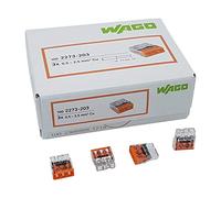 100 pezzi Wago 2273-203 COMPACT morsettiera scatola di giunzione COMPACT Ø 0,5-2,5 mm², a 3 poli, trasparente/arancione