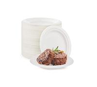 100 piatti di carta super rigidi 100% biodegradabili e compostabili, bianchi usa e getta, ecologici, biodegradabili e compostabili (17,8 cm)