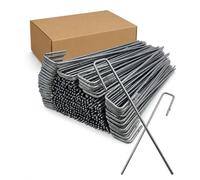 100 Picchetti di Fissaggio a U 40 cm, Set da 100 Pezzi, Filo di Acciaio 4 mm, Ancoraggi per Telo Antierbacce, Geotessile, Geogriglia, Bordure da Giardino e Tessuto Pacciamante, 40 x 4 cm, Non Zincati