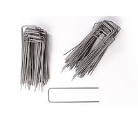 100 Picchetti Giardino Telo Pacciamatura in Acciaio Robusto Non Galvanizzato Ancoraggio, Ø 4 mm, 250 mm Lunghezza x 70 mm Larghezza, Picchetti a U per Reti, Recinzioni