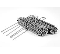 100 Picchetti Giardino Telo Pacciamatura in Acciaio Robusto Non Galvanizzato Ancoraggio, Ø 4 mm, 250 mm Lunghezza x 35 mm Larghezza, Picchetti a U per Reti, Recinzioni