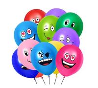 100 Pièces Ballons Emoji, 12 Pouces Smiley de Fête de Couleurs, Ballons en Latex Série Émotion, Emoticones Enfants, pour Fêtes, Anniversaire, Déco