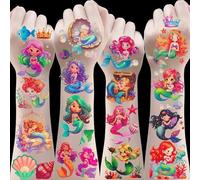 100+ Pièces Glitter Tatuaggi per Bambini Sirena, Tatuaggi Temporanei Trasferelli per Bambini Tatuaggi Finti Pignatta Compleanno Bambina Stickers Bambin-i Attacca Stacca Regalo Bambina 3 4 5-12 Anni