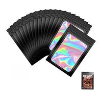 100 Pièces Mylar Sac, Sacs en Mylar avec Fenêtre Transparente, pour le Stockage de Petites Choses, Café, Bonbons, 10,5 x 15 cm, Noir