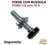 100 PIEDI PIEDE REGOLABILE PER MOBILI FORO 10mm ZINCATO M8 L45/70 CON PIATTELLO