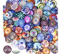 100 pietre di vetro colorate con globo nel buio, 25 mm, mosaico rotondo a cupola cabochon per gioielli e decorazioni fai da te