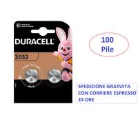 100 pile batterie Litio DURACELL CR2032 DL2032 Litio 3V