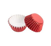 100 pirottini di carta per cupcake, in alluminio, per muffin, cupcake, colore rosso
