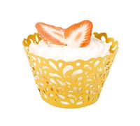 100 pirottini per cupcake, motivo a gocce d'acqua, per cupcake, muffin, decorazioni per matrimoni, feste di compleanno (oro)