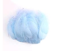 100 piume colorate per fai da te,piume d'oca naturali,piume d'oca indiane,per fai da te,maschere e cappelli,orecchini,decorazione per capelli,acchiappasogni,matrimoni,carnevale,feste,7-12 cm,azzurro