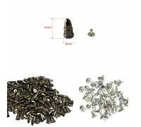 100 Plastica Pin Retro Fix Punk Borchie Arrotondato Cono Rivetto Pelle Nuova