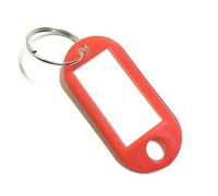 100 portachiavi con etichette, porta etichette per bagagli da viaggio, etichette per portachiavi, per identificare chiavi o altri piccoli oggetti, Rosso, Semplice