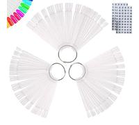 100 punte trasparenti per unghie, campioni di colore con anello e punte numerate, per esercitazioni, campioni di unghie, campioni di unghie da salone per smalto gel, pratica, suggerimenti e disegni