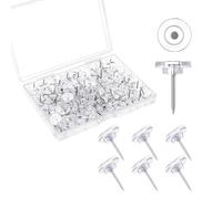 100 Puntine di riso con Testa, Puntine Trasparenti da Disegno, Lunghezza 16 mm, Puntine piatte Decorative con Scatola Portaoggetti, Per bacheca, Ufficio, Scuola,Casa