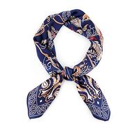 100% pura seta di gelso media sciarpa quadrata sciarpa testa sciarpa per le donne 68,6 cm x 67 "(in) seta naturale fazzoletto stampato Foulard - blu -