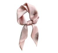100% pura seta di gelso sciarpa quadrata 27 "x27"-68 CM sciarpa testa per le donne seta naturale fazzoletto stampato Foulard, Foglie di Ginkgo rosa,