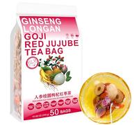 100% Pure Natural Herbal Tea, Ginseng Longan Goji Tea Bag, 300g/10.58oz (6g*50bags) REN SHEN GUI YUAN GOU QIHONG ZAO CHA Goji, zucchero di canna, fagioli rossi, arachidi