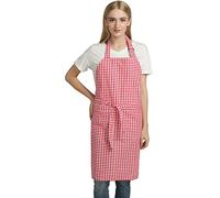 100% puro cotone grembiuli da cucina Chef bavaglino a quadretti vintage grembiuli con tasche in formato grande da Jennice House Red