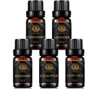 100% puro lavanda olio essenziale Kit, terapeutico Grade erbaceo olio Set, 5x10ml Aromaterapia Camomilla Olio essenziale Set per diffusore-Eucalyptus,rosmarino,salvia sclarea,lavanda,camomilla Olio