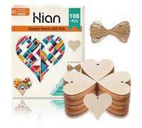 100 Pz 4 CM Cuore di Amore Rustico In Legno - Kit Incompiuto Preforato Con Foro - Cerchi per Arti, Fette, Ornamenti Di Natale - Artigianato FAI DA TE