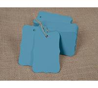 100 pz Bonbonniere bomboniera forma rettangolare cartellini regalo cartoncino tag corredato di juta naturale spago - colori disponibili 7.3 x 4.5 Light Blue