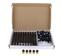 100 PZ Bottiglia di olio essenziale di vetro ambrato con tappi neri a