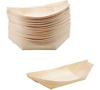 100 PZ Ciotole Barchette piroghe FINGER FOOD in legno di pino 19x10 cm 1E4N
