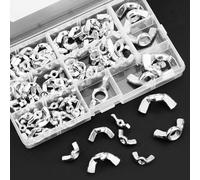 100 Pz Dado ad Farfalla e Alette Viti a Testa Zigrinata, Fissaggio in Acciaio Inox per Auto Macchinari Attrezzature Apparecchiature Elettroniche Mobili, M3/M4/M5/M6/M8/M10/M12