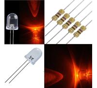 100 Pz. DIODI LED 10mm ARANCIONE alta luminosità + RESISTENZE omaggio [EEK: A+++]