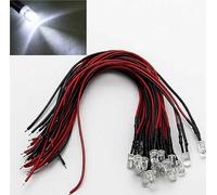 100 Pz. DIODI LED 5mm BIANCO FREDDO CABLATI alta luminosità 12V cavetti 20cm [EEK: A+++]
