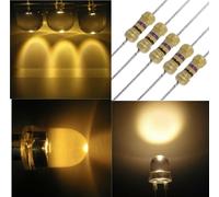 100 Pz. diodi led BIANCO CALDO alta luminosità 10mm RESISTENZE in OMAGGIO [EEK: A+++]