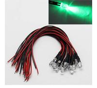 100 Pz. DIODI LED VERDE CABLATI 3 mm alta luminosità 3-12V cavetti 20cm [EEK: A+++]