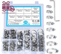 100 PZ Fascette Stringitubo Regolabili 8-44Mm, Kit Fascetta Stringitubo Inox Ass